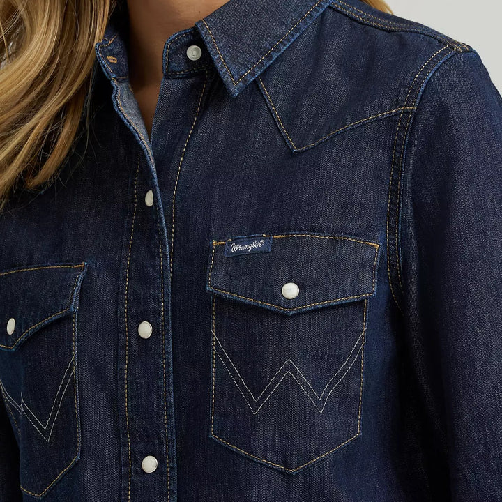 Vintage-Fit Denim Western Snap Shirt #112373724