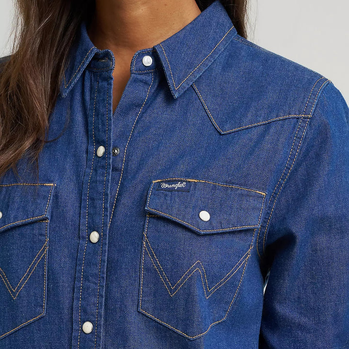 Western Snap Denim Dress #112373761