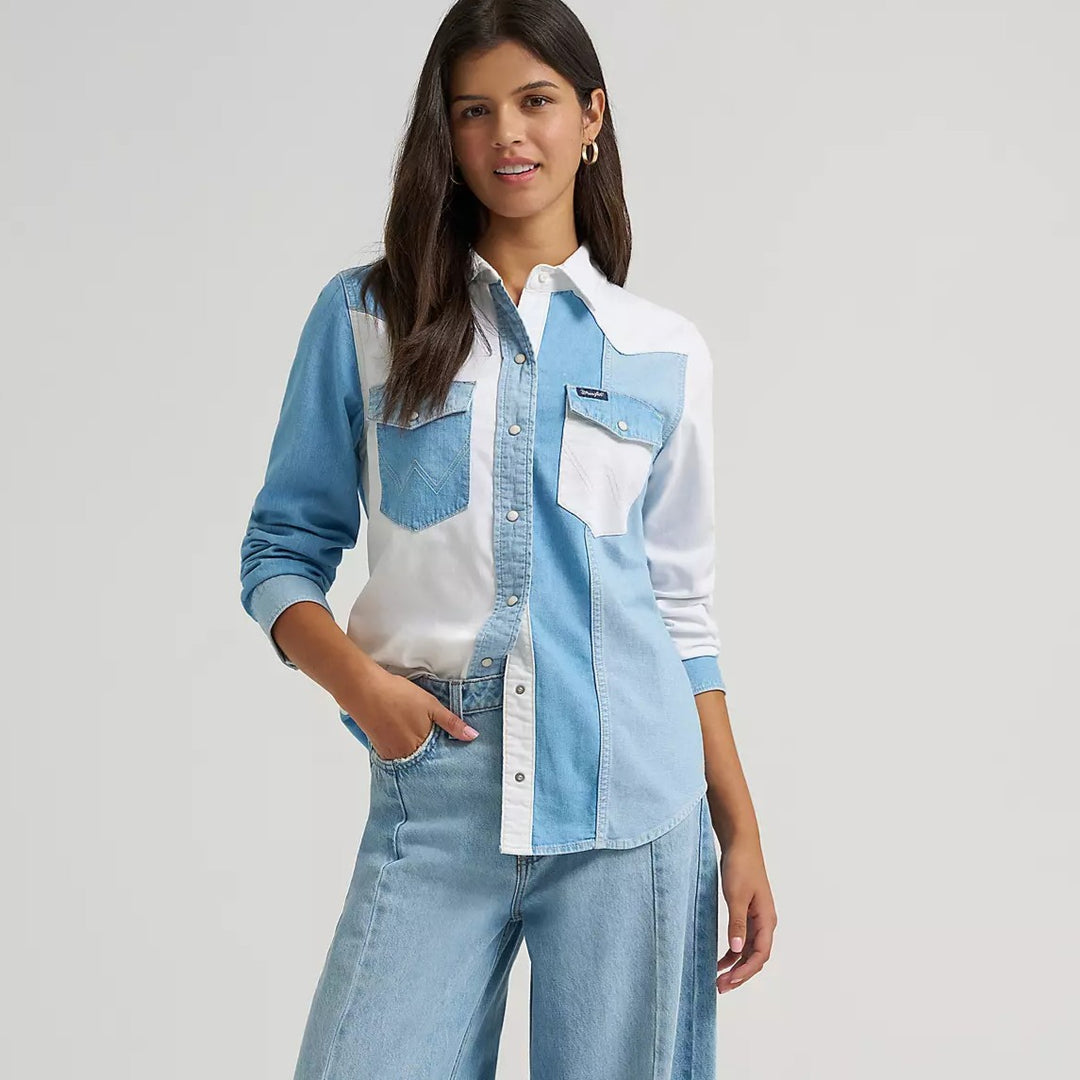 Pieced Denim Snap Shirt #112374832