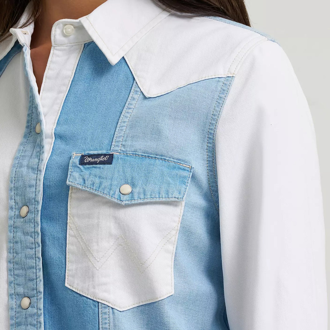 Pieced Denim Snap Shirt #112374832