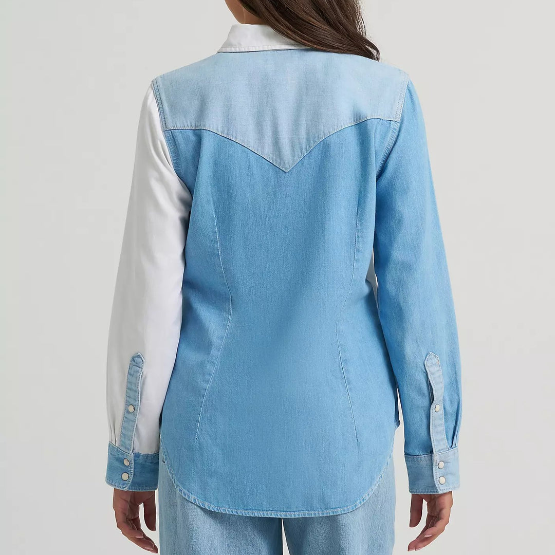 Pieced Denim Snap Shirt #112374832