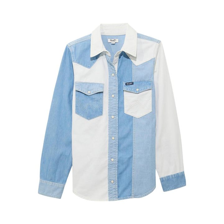 Pieced Denim Snap Shirt #112374832