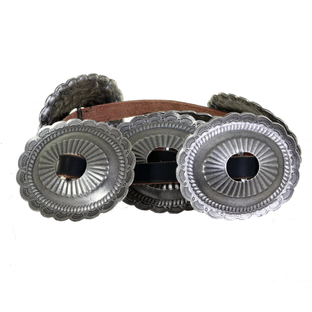 Silver Concho Leather Belt #B1073