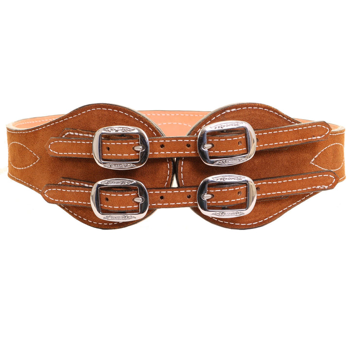 Quad Buckle Suede Leather Belt #B1230A