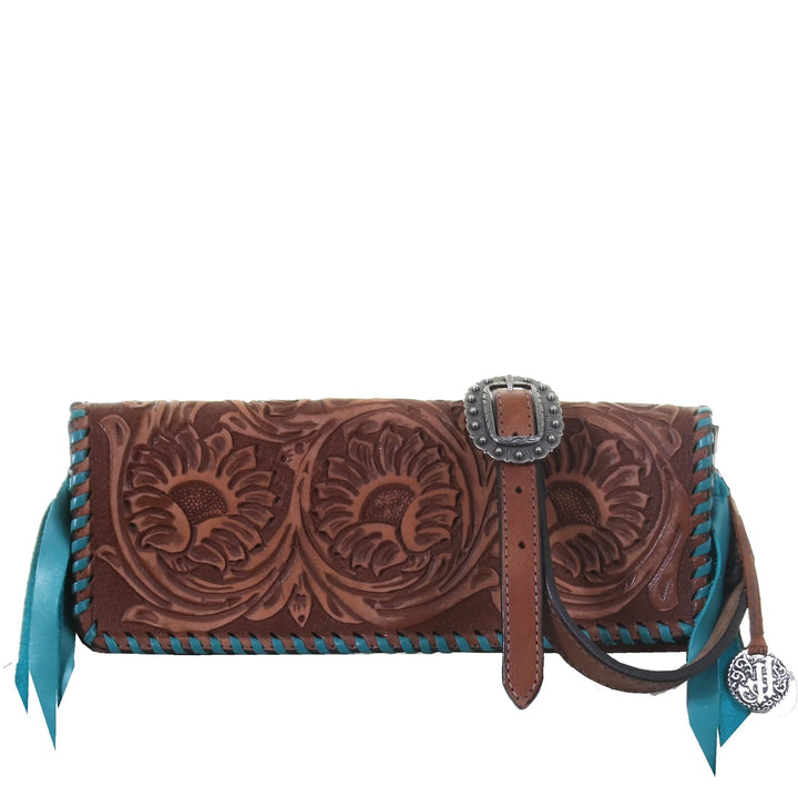 Sunflower Tooled Leather Clutch #BCH49
