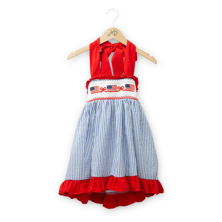 Kids American Flag Seersucker Dress