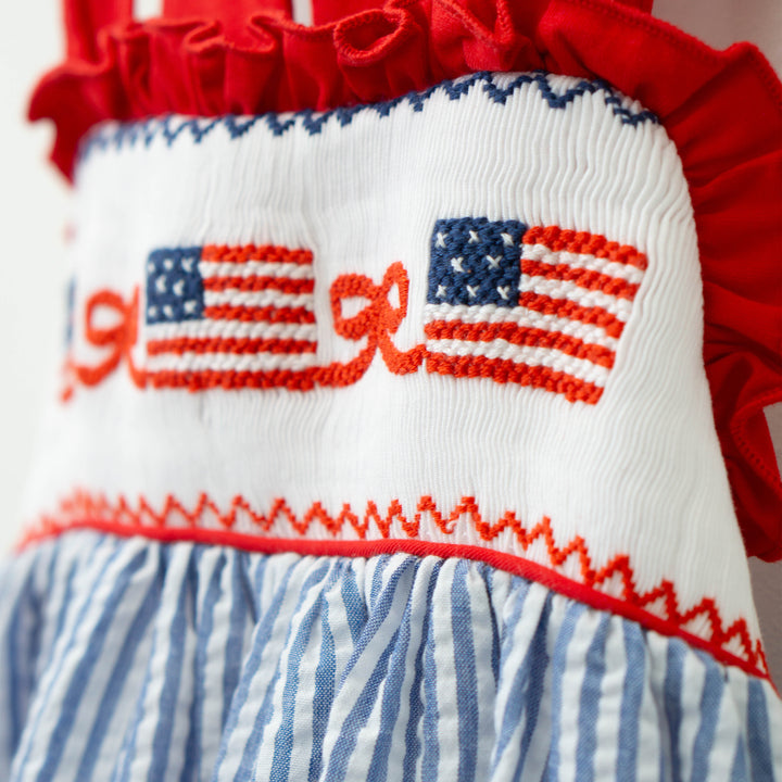 Kids American Flag Seersucker Dress