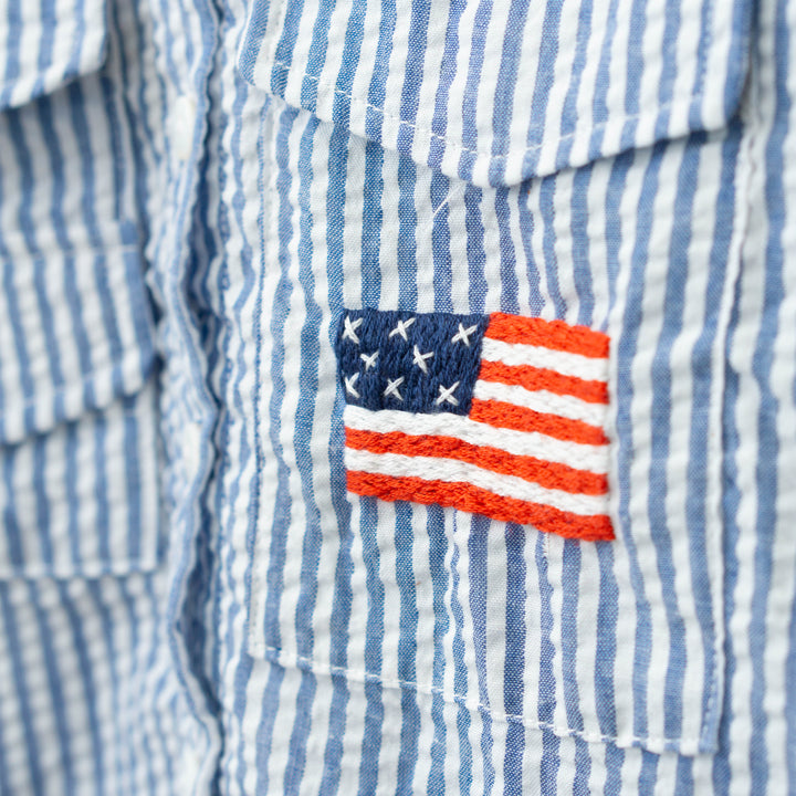 Kids American Flag Seersucker Shirt