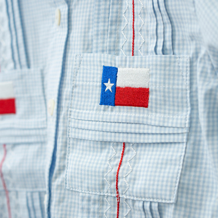 Kids Texas Flag Guayabera Shirt