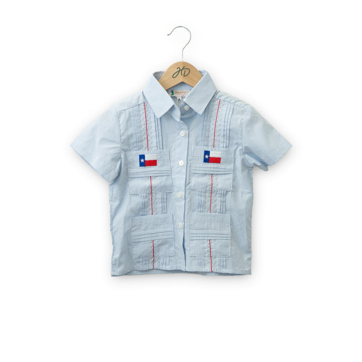 Kids Texas Flag Guayabera Shirt