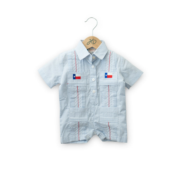 Kids Texas Flag Guayabera Romper