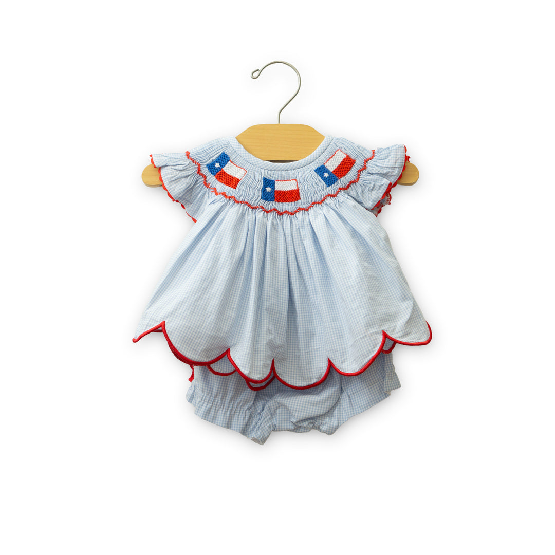 Texas Flag Smocked Diaper Set