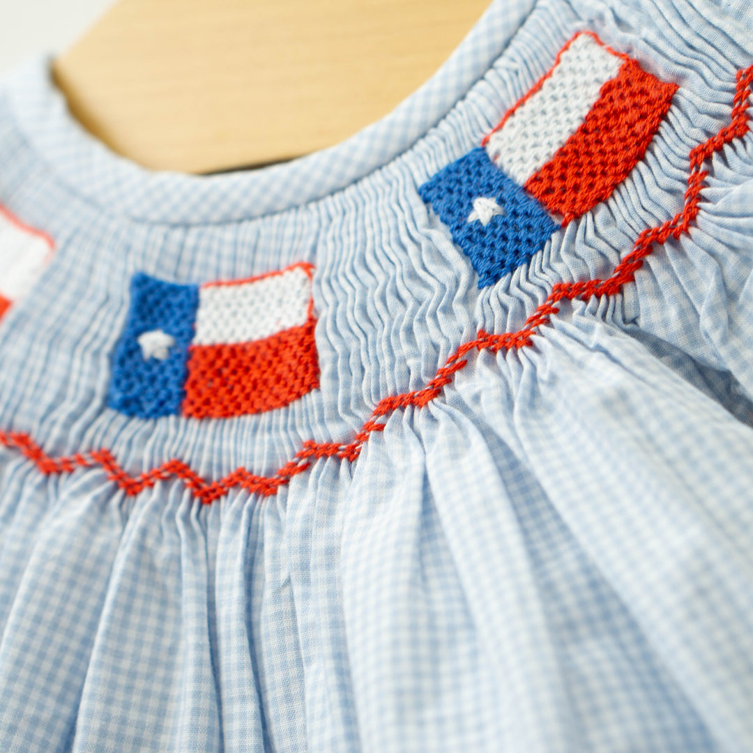 Texas Flag Smocked Diaper Set