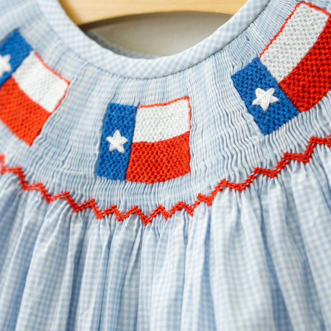 Kids Texas Flag Smocked Dress