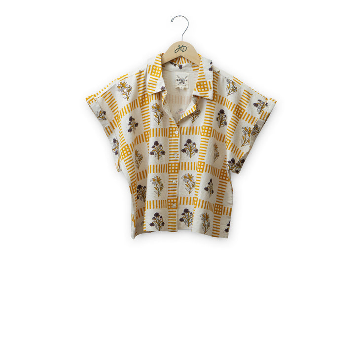 Linen Button Up Cropped Shirt #CRWW101