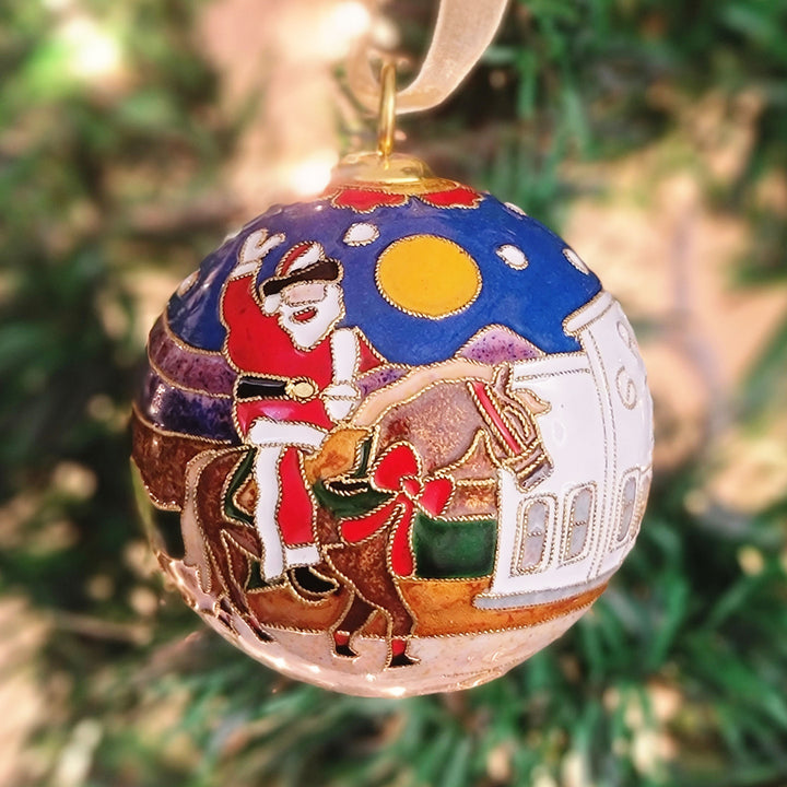 Gold Cowboy Kringle Cloisonné Ornament