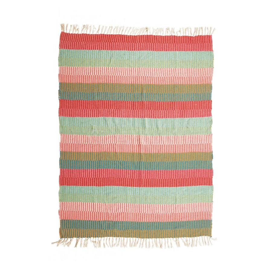 Bright Striped Cotton Throw Blanket #DF4532