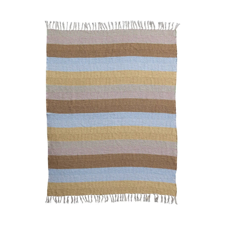 Tan Striped Cotton Throw Blanket #DF9196