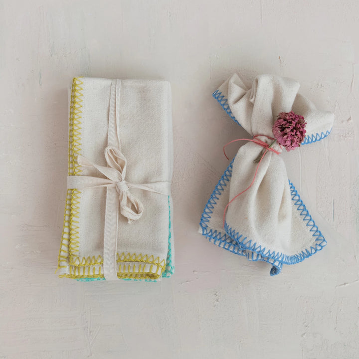 Colorful Stitch Edge Cotton Napkins #DG1274