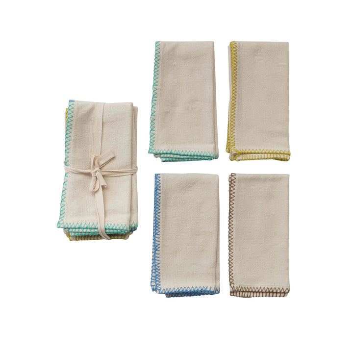 Colorful Stitch Edge Cotton Napkins #DG1274