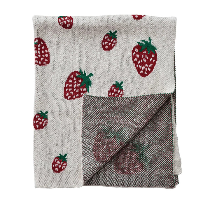 Strawberry Cotton Knit Blanket #DG1905
