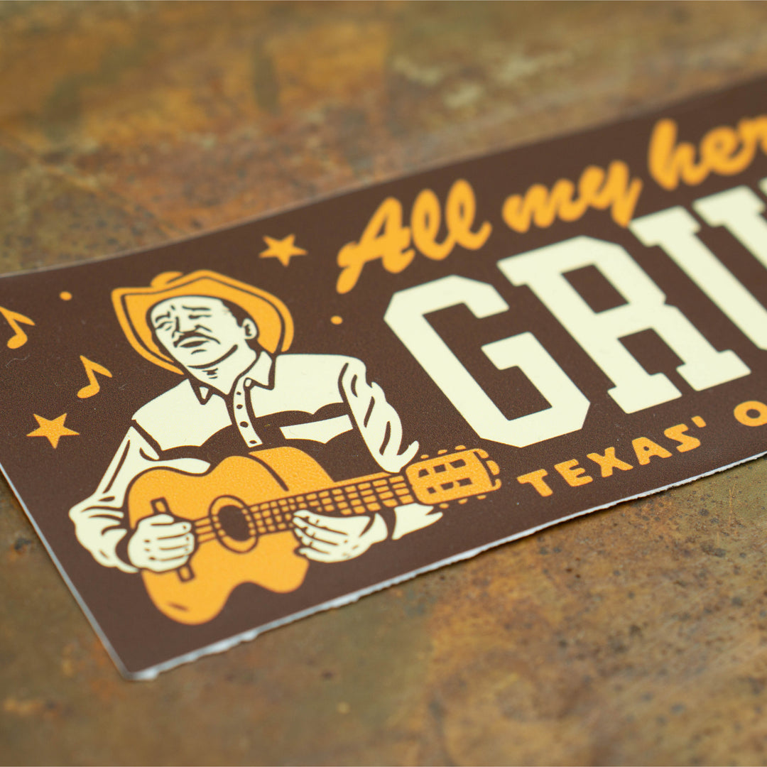 All My Heroes Gruene Hall Bumper Sticker