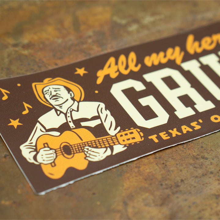 All My Heroes Gruene Hall Bumper Sticker
