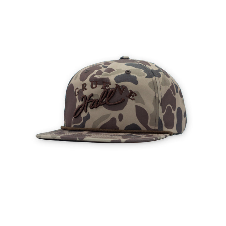 Gruene Hall 3D Embroidered Logo Bark Duck Camo Rope Cap #256P