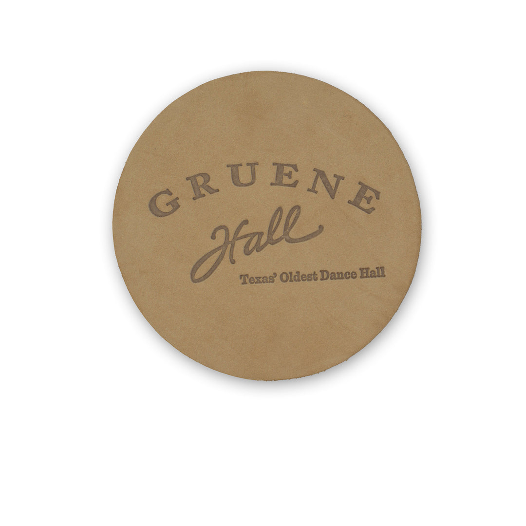 Gruene Hall Logo Leather Coaster