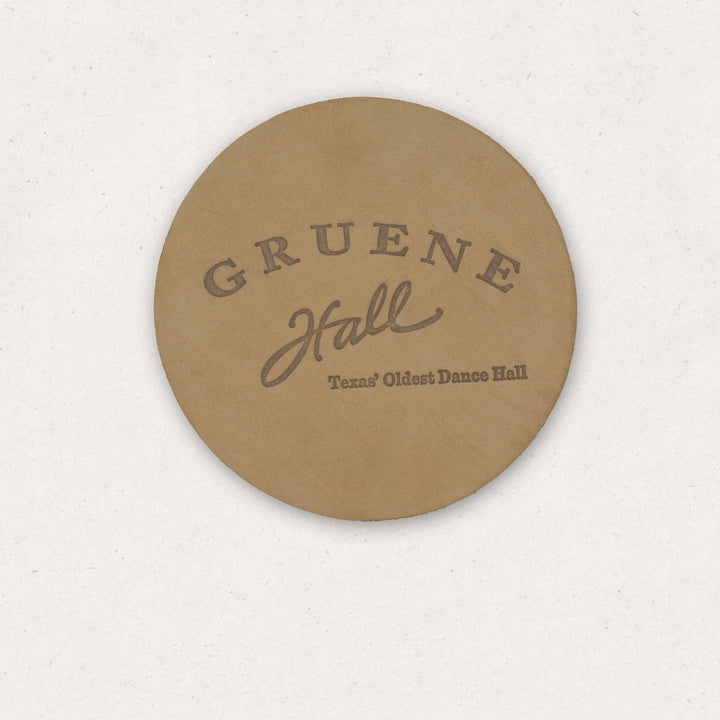 Gruene Hall Logo Leather Coaster