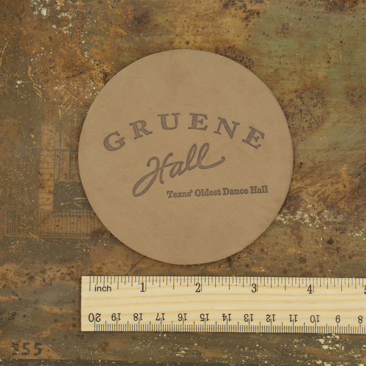 Gruene Hall Logo Leather Coaster