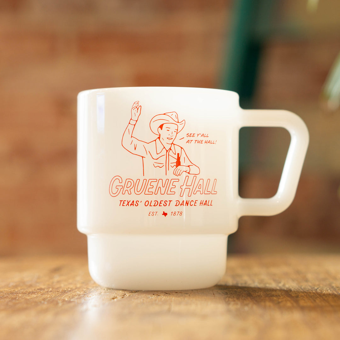 Gruene Hall Milk Glass Mug 8oz.