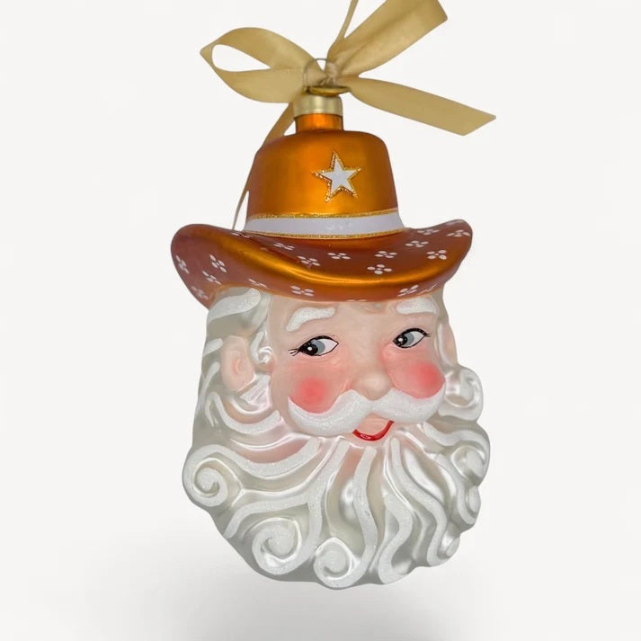Burnt Orange Cowboy Santa Ornament