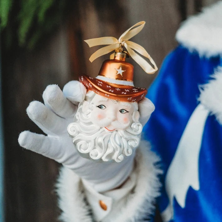 Burnt Orange Cowboy Santa Ornament