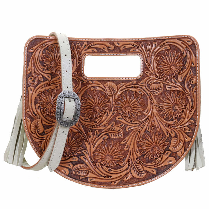 Half Circle Daisy Tooled Leather Purse #HCC01