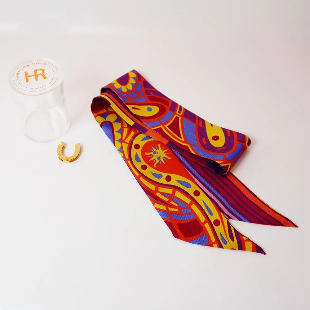 Orange Paisley Silk Twilly #HRD-7255