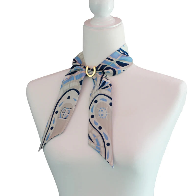 Blue Paisley Silk Twilly #HRD-8565