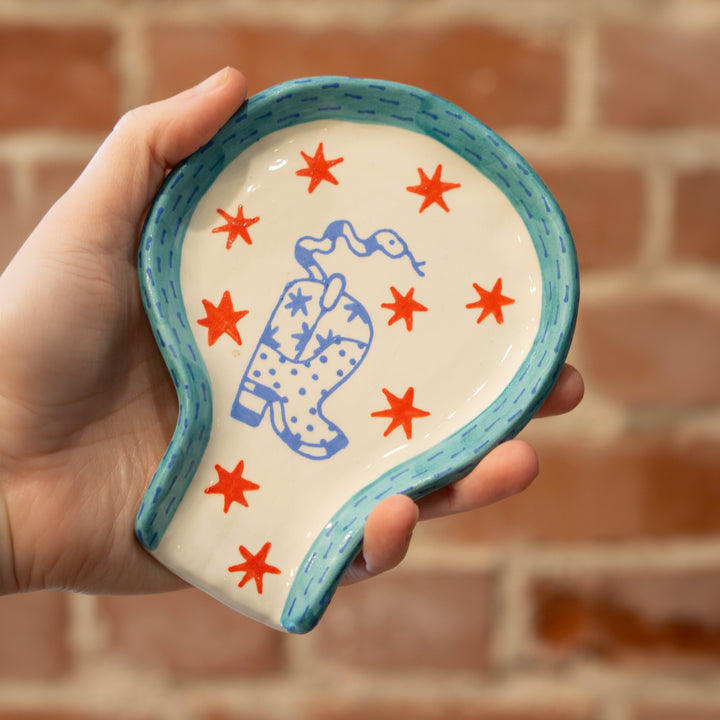 Ceramic Snake In Boot Spoon Rest