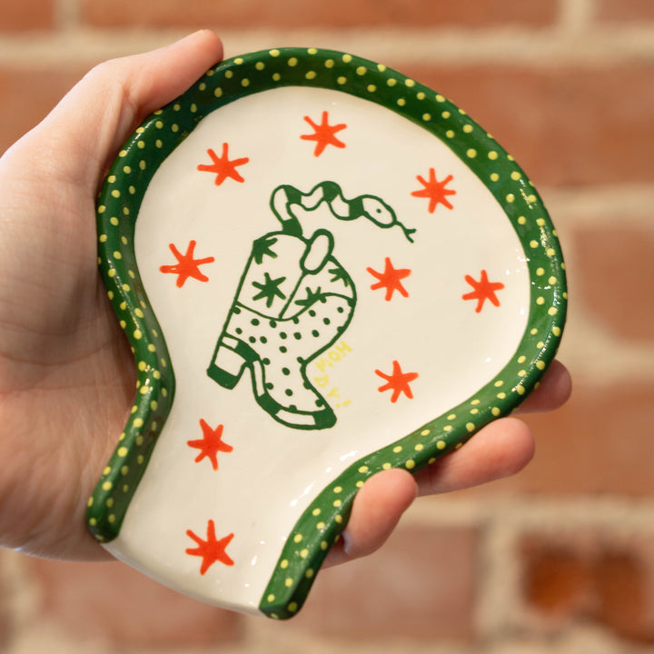 Ceramic Snake In Boot Spoon Rest