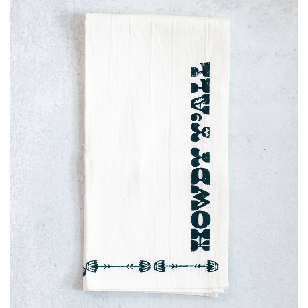 Howdy Block Print Tea Towel