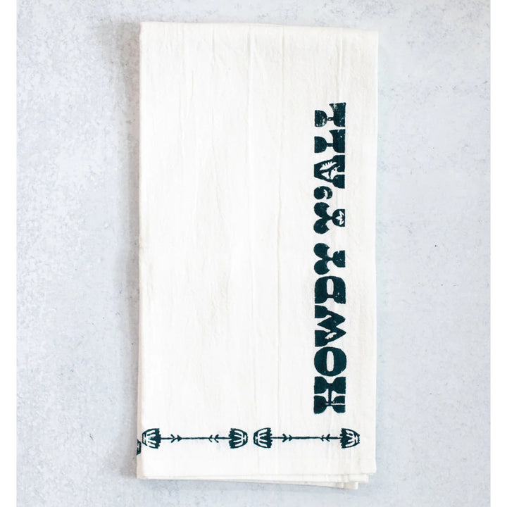 Howdy Block Print Tea Towel