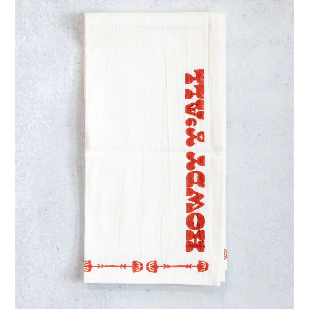 Howdy Block Print Tea Towel