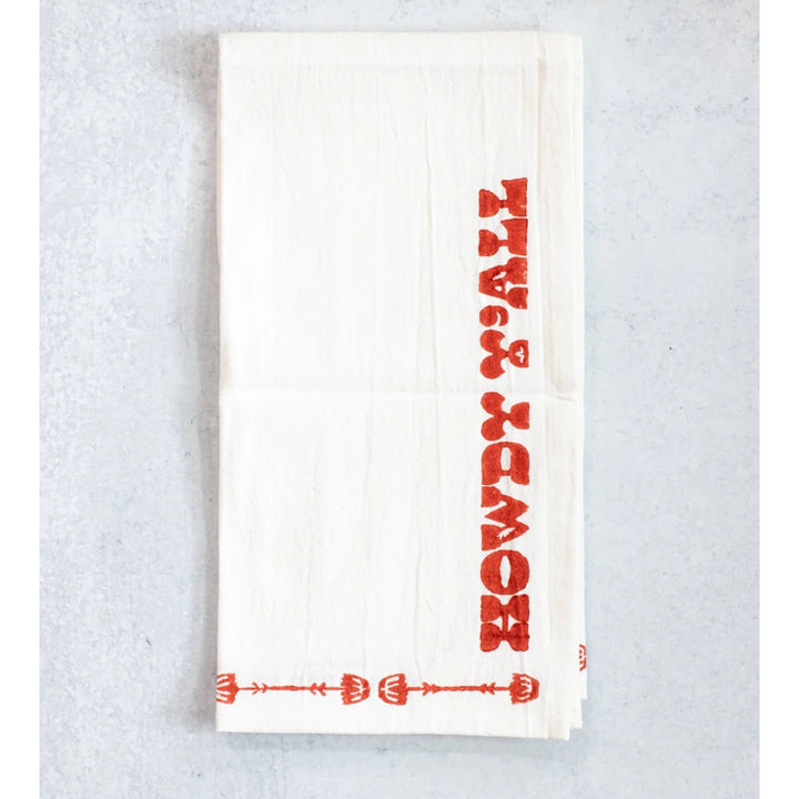 Howdy Block Print Tea Towel