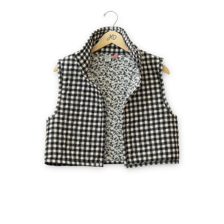 Cate Anthia Gingham Quilted Cropped Vest #QCV209K