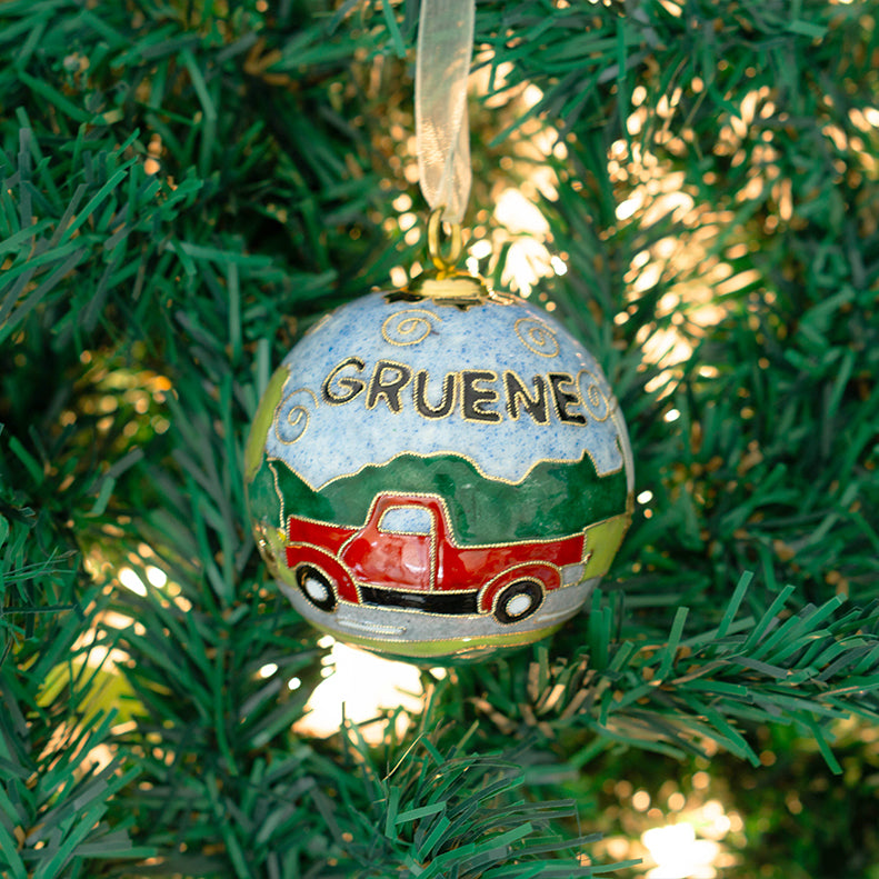 Gruene Vintage Red Truck Cloisonné Ornament #19127-O