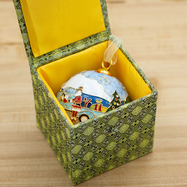 Cowboy Santa Vintage Truck Cloisonné Ornament #19132-O
