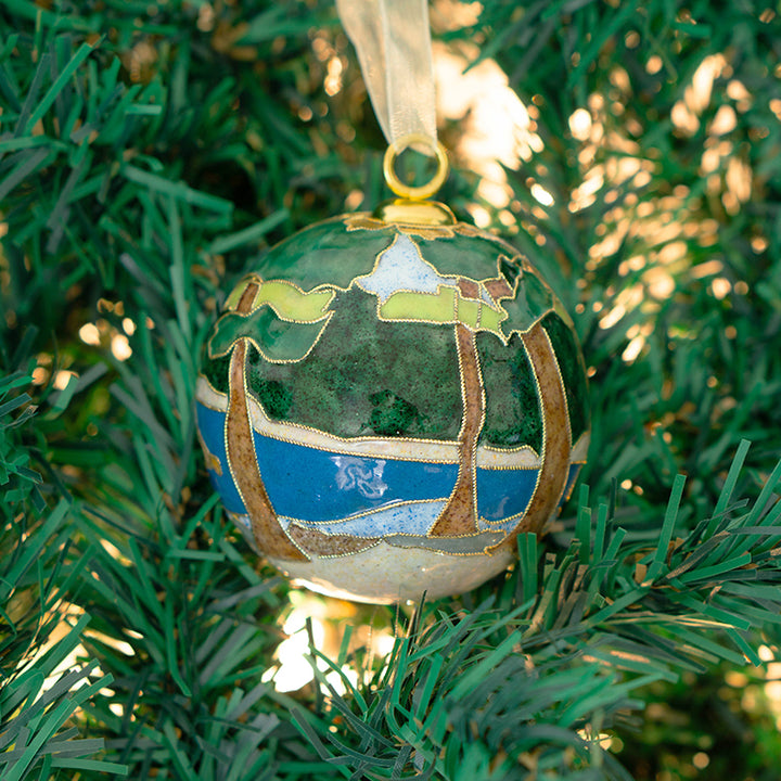 Cowboy Santa Rudolph Float Cloisonné Ornament #19133-O