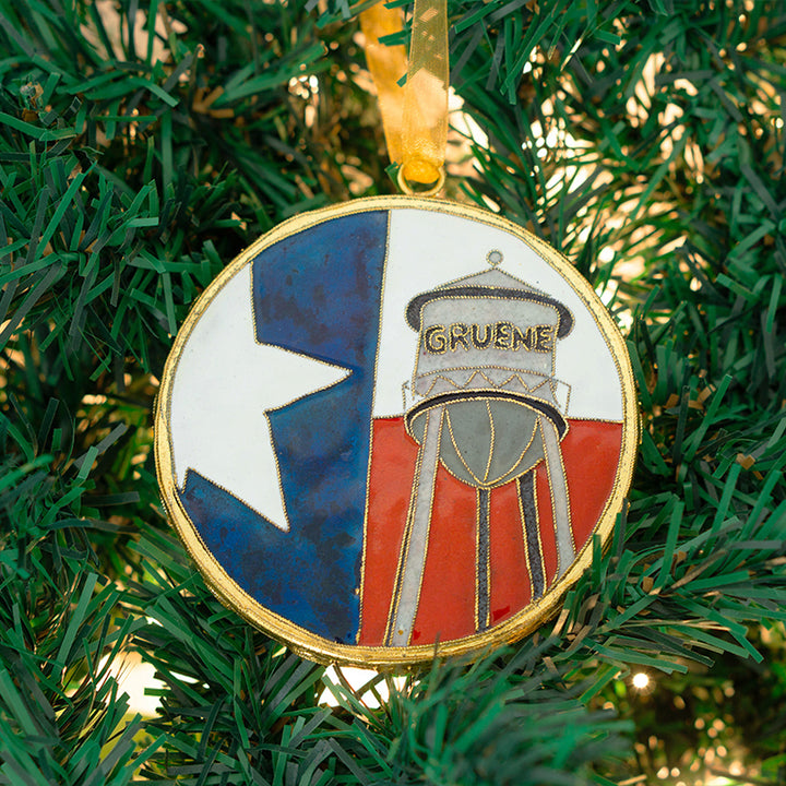 Gruene Water Tower Disk Cloisonné Ornament #18834-O