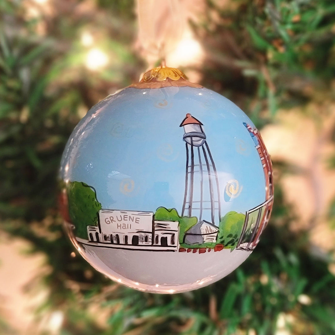 Gruene Town Scene Glass Ornament