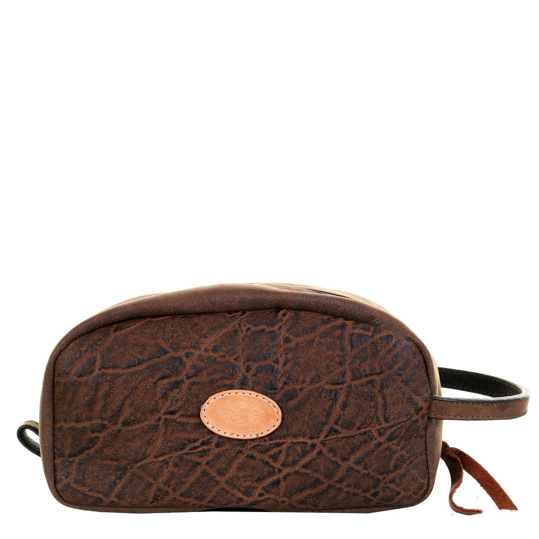 Vintage Elephant Print Leather Shaving Bag #LSK42